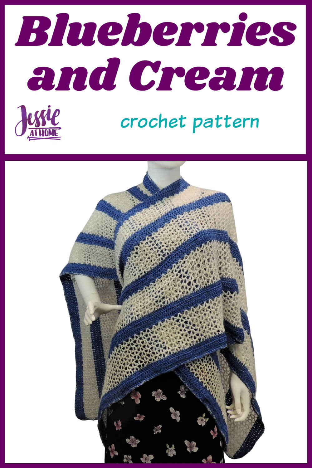 Blueberries and Cream - free crochet pattern for a fabulous ruana wrap