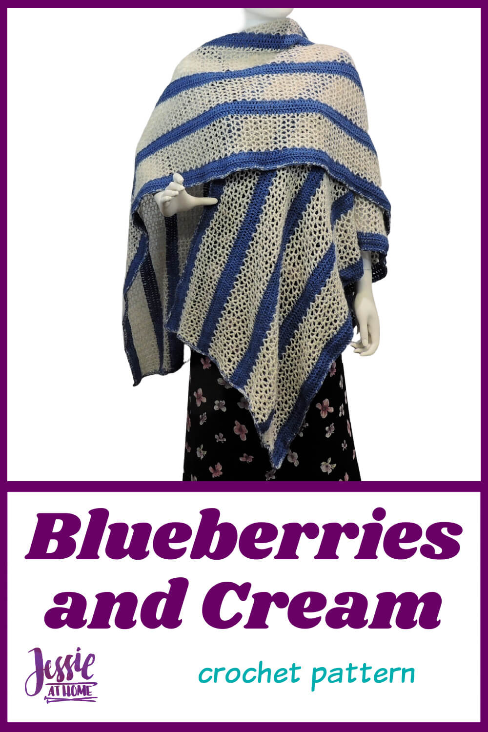 Blueberries and Cream - free crochet pattern for a fabulous ruana wrap