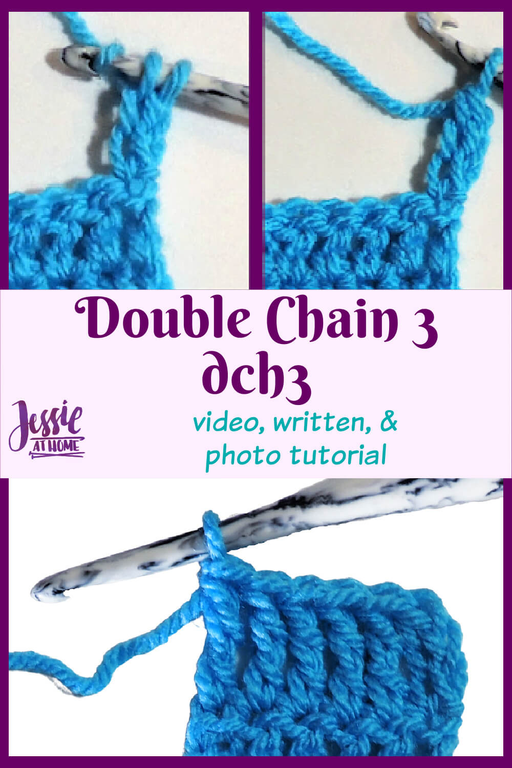 DCH3 Double Chain Three Stitchopedia - Video, Photo, & Written Tutorial