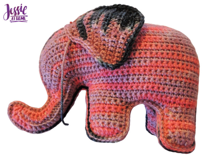 Elihu the Elephant Crochet Pattern by Jessie At Home - Pin then sew on Ears