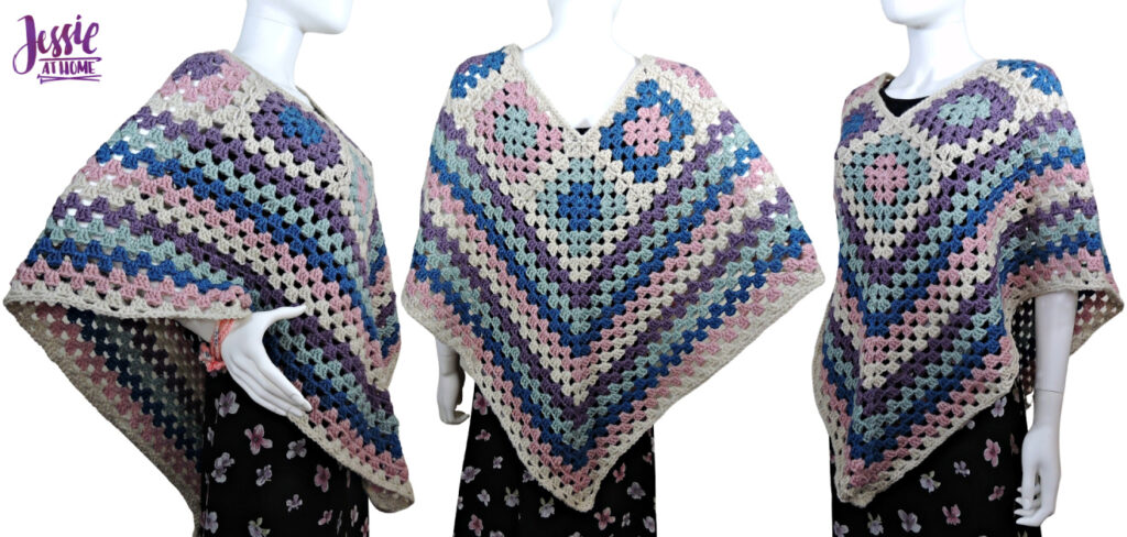 Granny Border Poncho - crochet pattern by Jessie At Home - Top Image