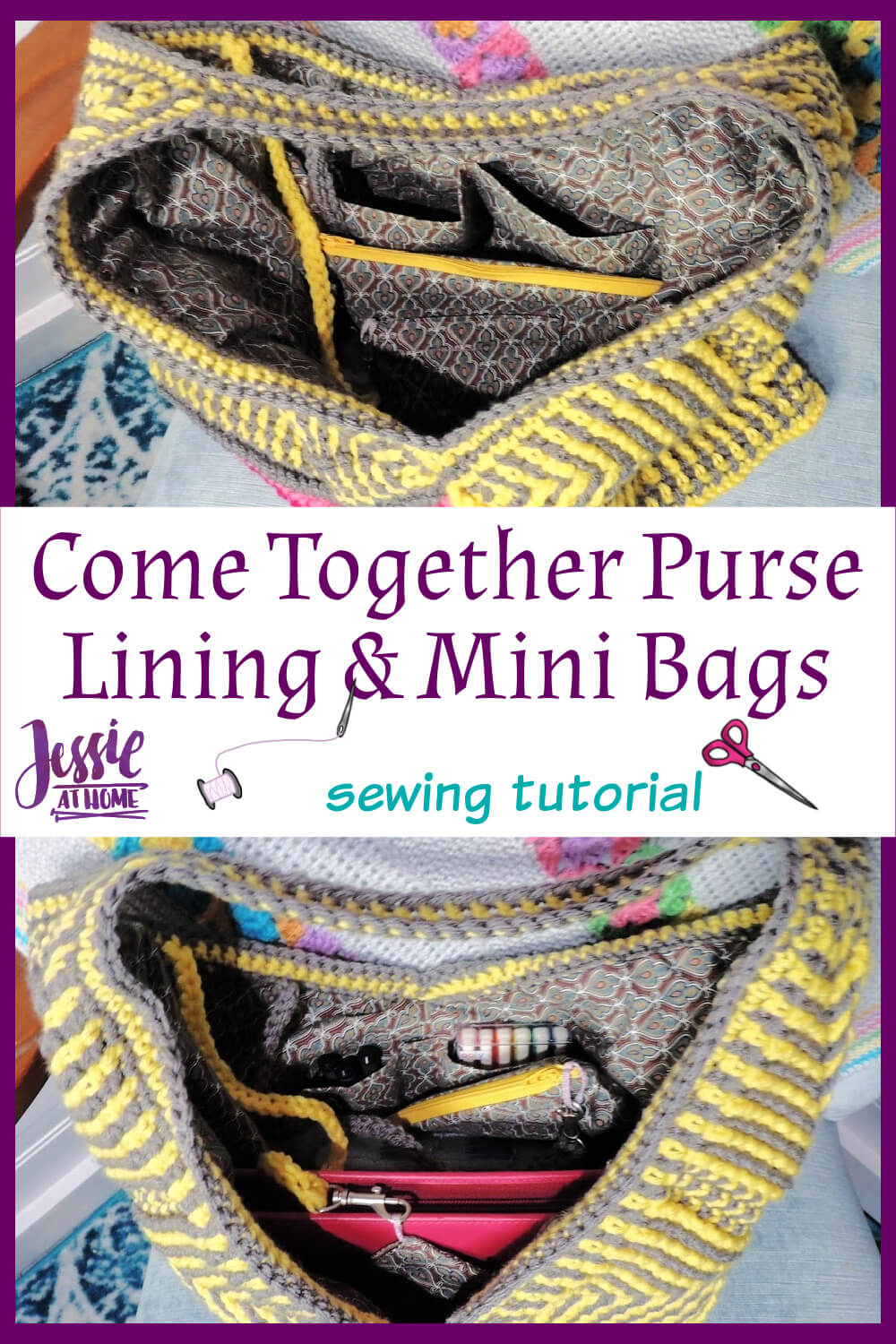Come Together Purse Lining Sewing Tutorial - with 2 mini bags!