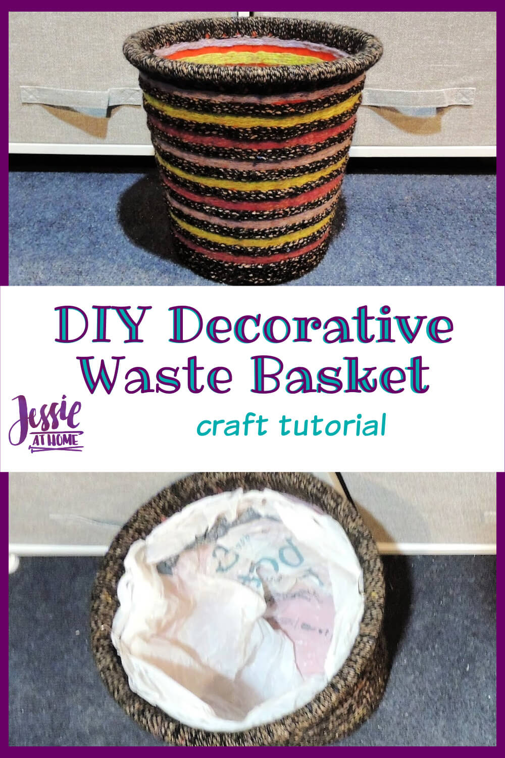 DIY Decorative Waste Basket Tutorial - Yarn Everywhere!