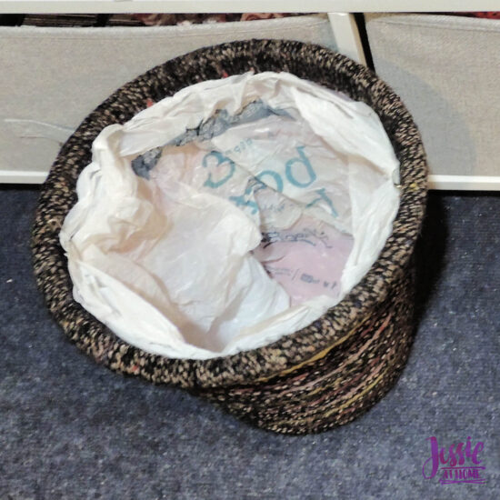 DIY Decorative Waste Basket Tutorial by Jessie At Home - With Bag Pinned In