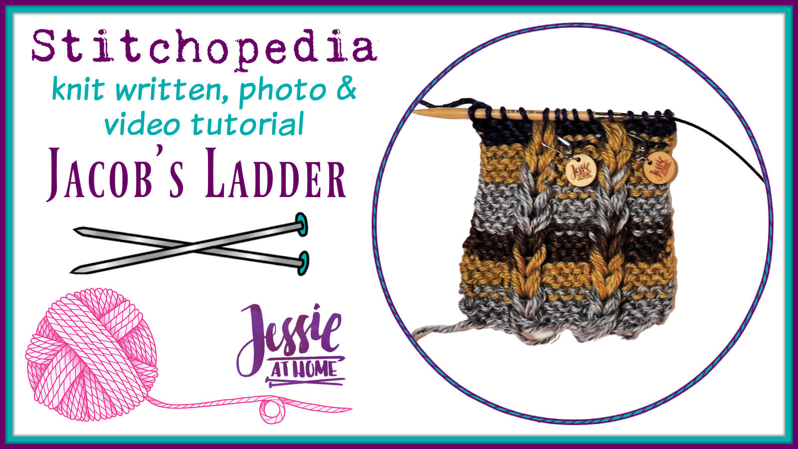 How to Knit Jacob's Ladder - written, photo & video tutorial by Jessie At Home - social