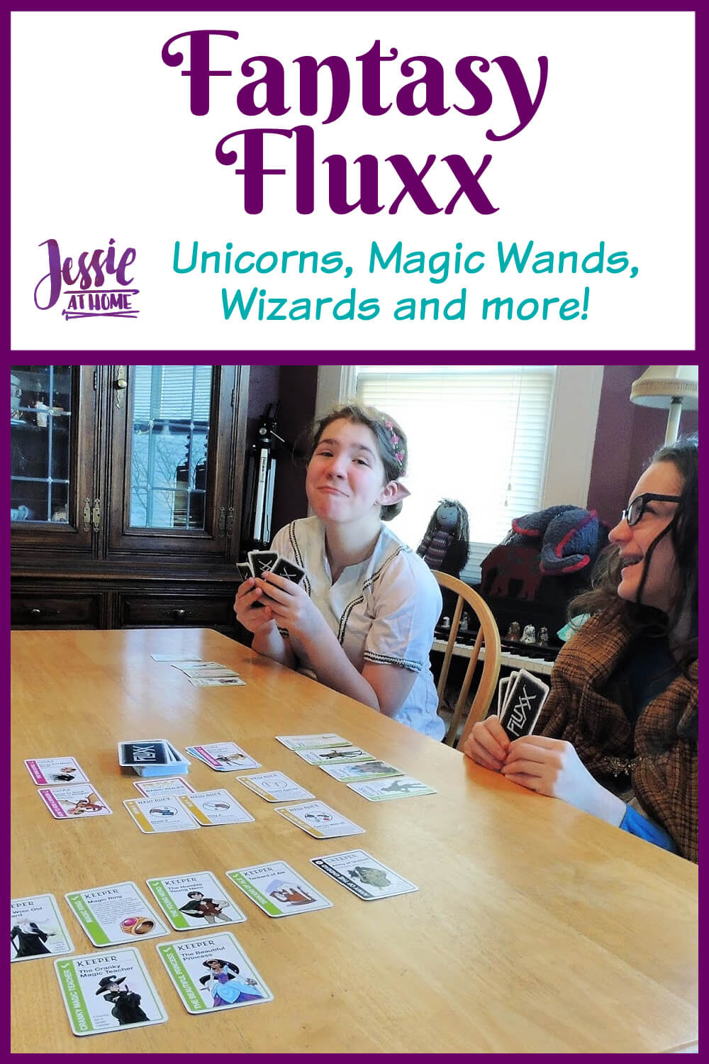 Fantasy Fluxx family game review by Jessie At Home - Pin 1