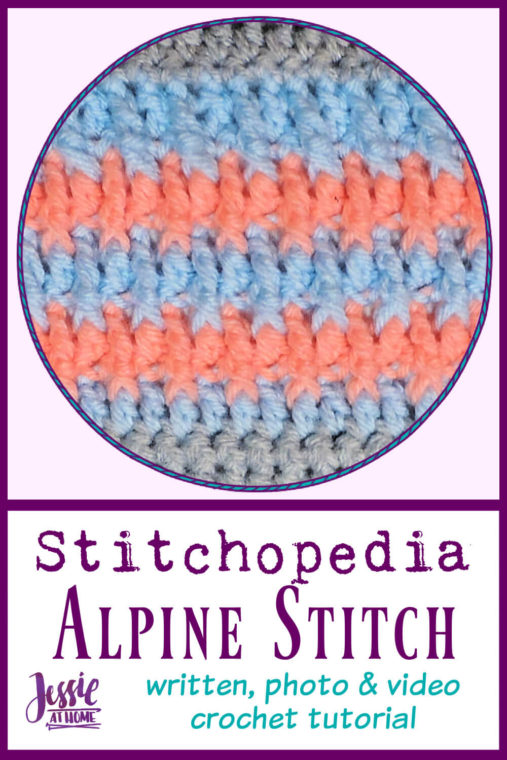 Alpine Stitch - written, photo, and video crochet tutorial