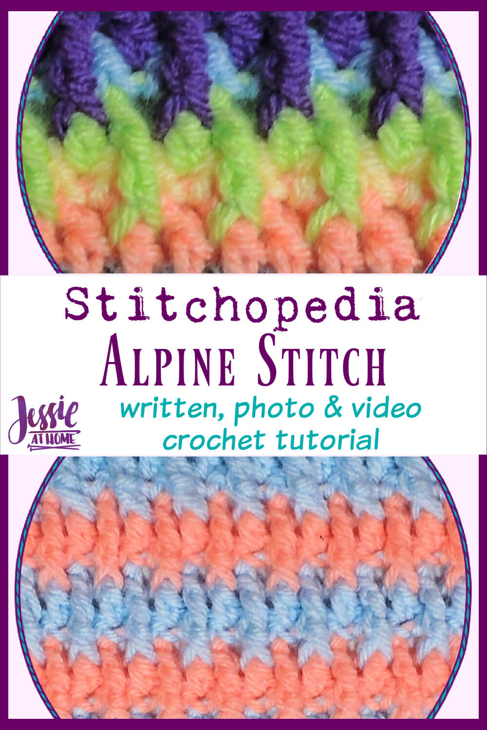 Alpine Stitch - written, photo, and video crochet tutorial