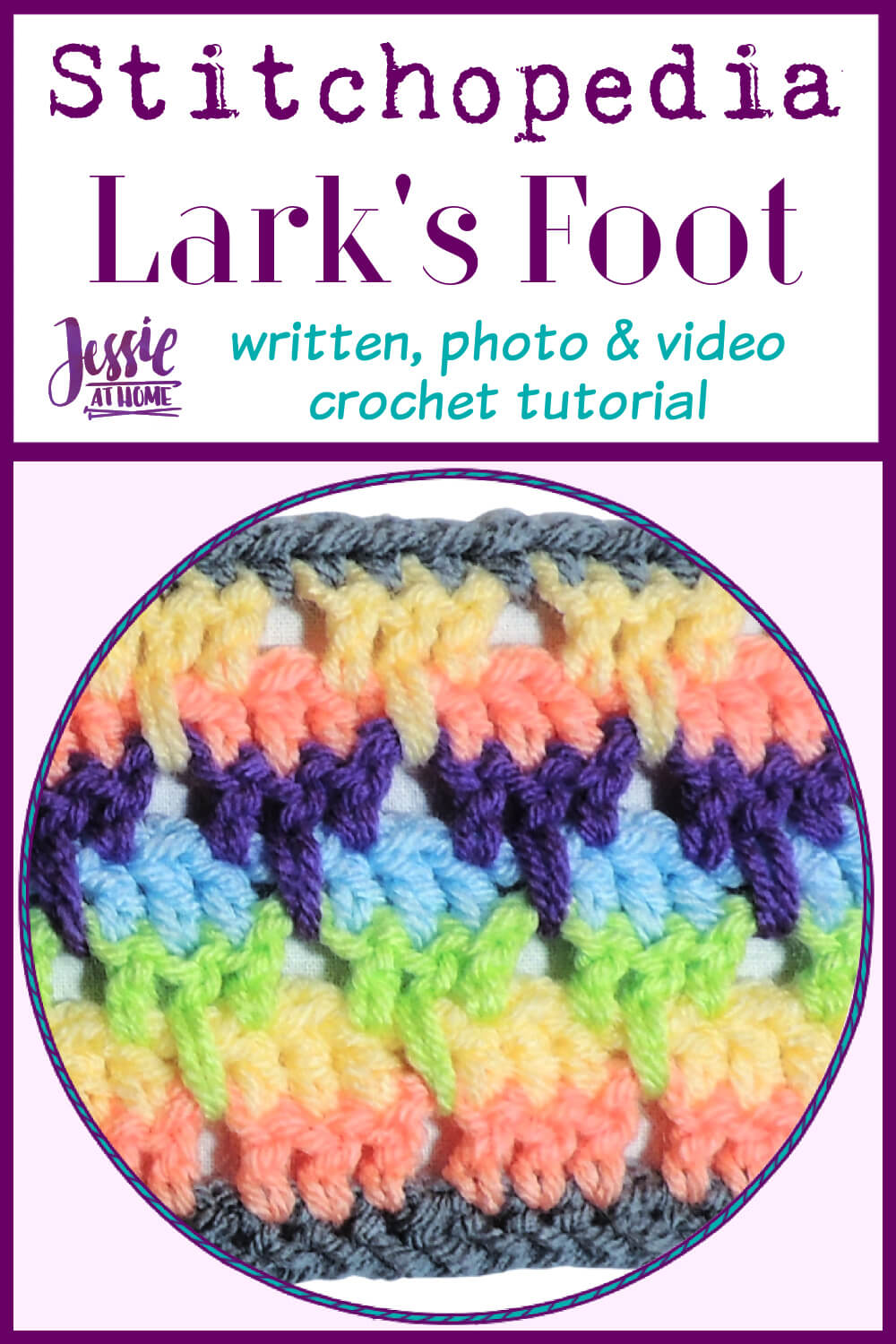 Lark\'s Foot or Icicle Stitch - written, photo, and video crochet tutorial