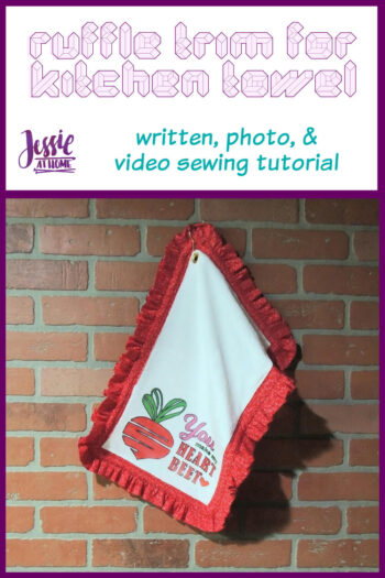 Ruffle Trim for Kitchen Towel sewing tutorial by Jessie At Home - Pin 1