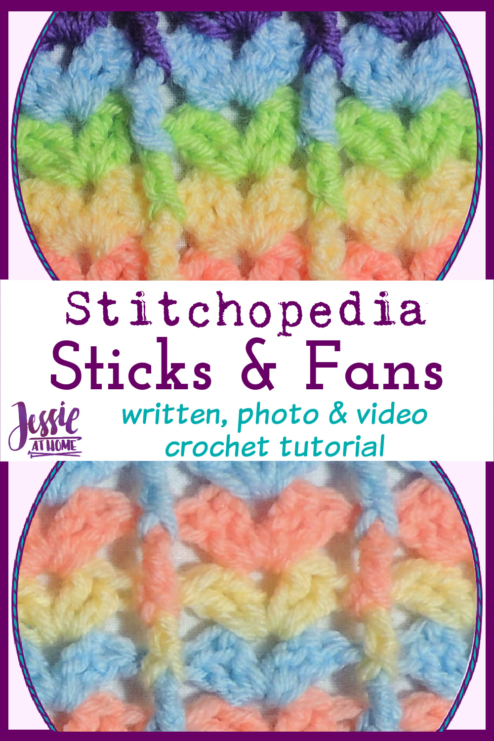 Sticks and Fans Stitch - written, photo, and video crochet tutorial