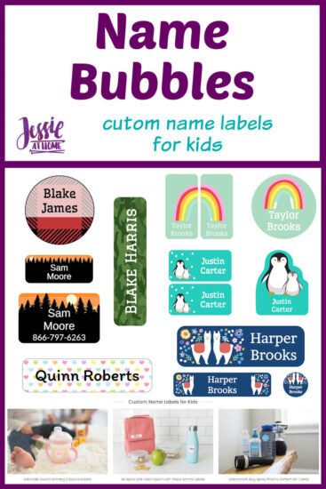 Name Bubbles custom name labels for kids - Jessie At Home - Pin 1