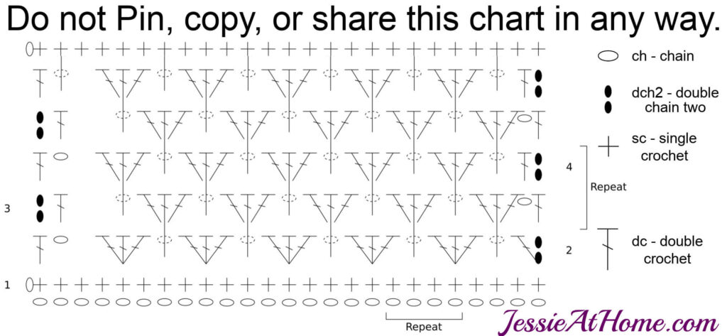 crochet chart of the little fans stitch pattern