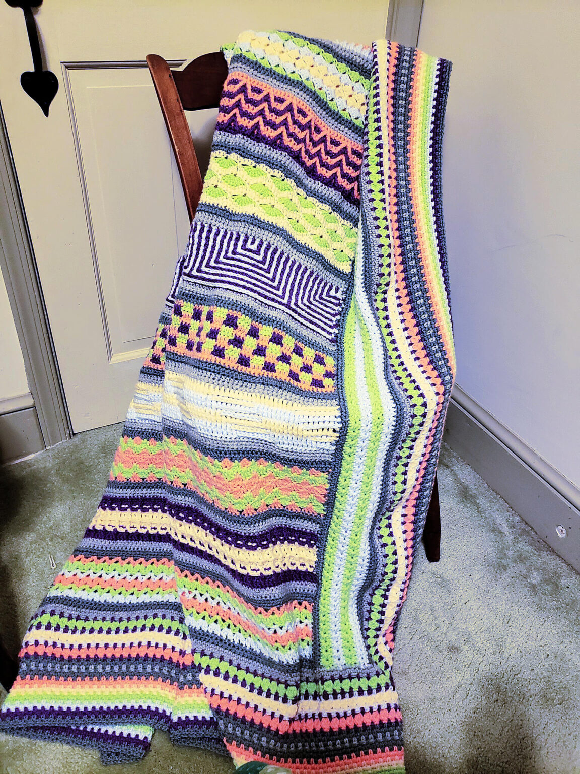 Crochet Sampler Blanket – Suzie’s Striped Sampler Afghan in the Wild