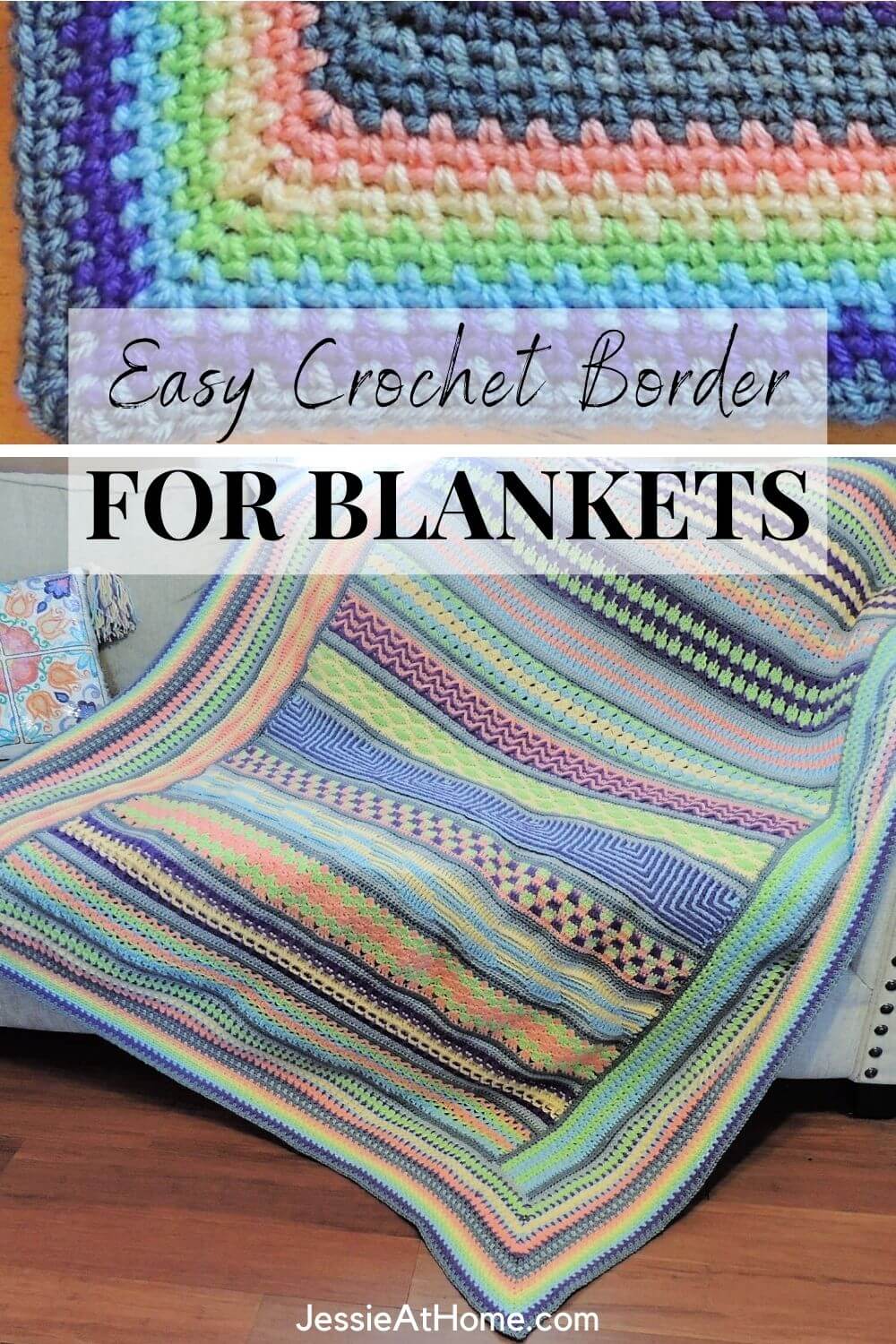 How To Finish a Crochet Blanket Suzie s Striped Sampler Is Done