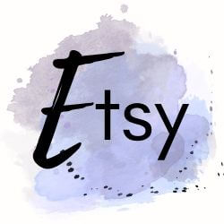 ALT: Purple watercolor spot on white background with the word "Etsy" on top in black.