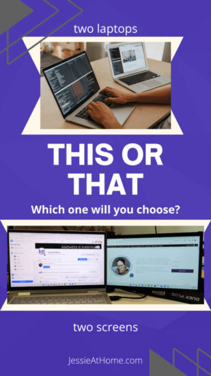 Have you ever used a second laptop in an attempt at efficiency? So many times we bounce back and fourth between tabs or apps while completing a task, that a second laptop seems like a good plan! Or maybe you tried that split screen thing that always cuts the screen view odd. How about you forget those hacks and use a second screen for your laptop. One that just attaches behind your screen and then pulls out when you need it. Or even TWO of them. This post tells you how and includes a coupon code!