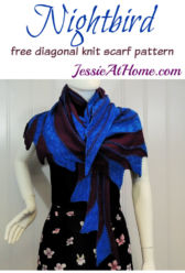 Nightbird - free diagonal knit scarf pattern by Jessie At Home Nightbird - free diagonal knit scarf pattern by Jessie At Home