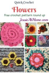 Quick Crochet Flower Appliques free crochet pattern round up from Jessie At Home Quick Crochet Flower Appliques free crochet pattern round up from Jessie At Home